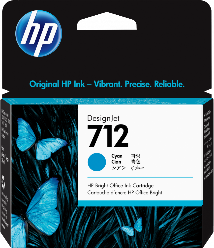 TINTA HP LF DESIGNJET 712 29ML COLOR CYAN PARA HP DESIGNJET T210, T230, T250, T630, T650
