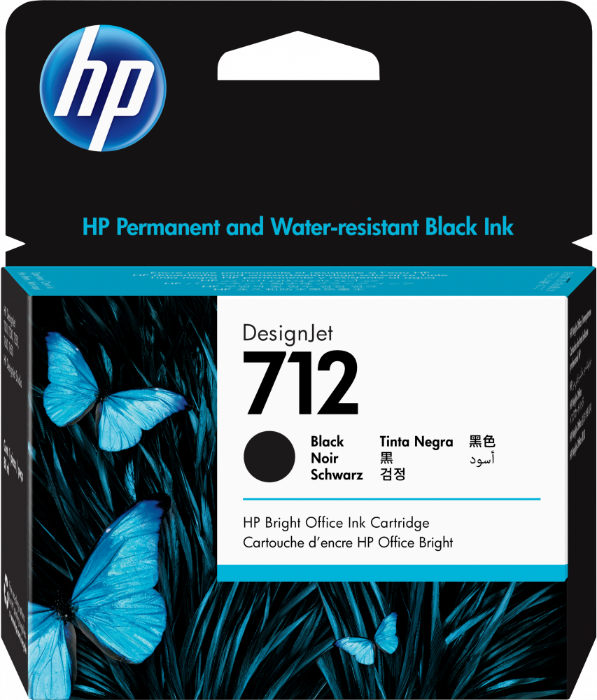 TINTA HP LF DESIGNJET 712 80ML COLOR NEGRO PARA HP DESIGNJET T210, T230, T250, T630, T650